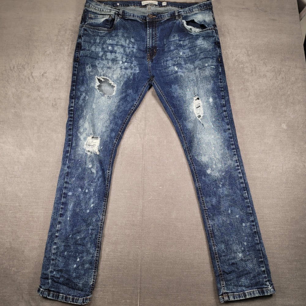 Evolution in Design Y2K Distressed Denim Jeans Ripped‎ Holes Blue Wash Size 42